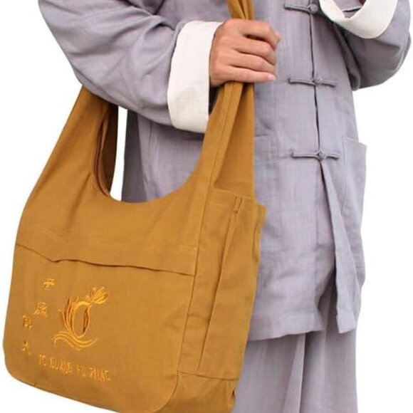 Crossbody Monk Bag: Thai Monk Buddha Crossbody Buddhist Canvas Sling Bag for Tem - Picture 6 of 9